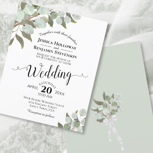 Papier Faire-part de mariage BUDGÉTAIRE Russe Eucalyptus
