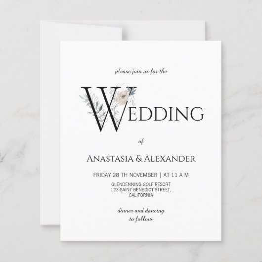 Papier Faire-part de mariage budgétaire simple (Devant)