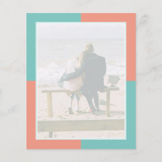 Papier Faire-part de mariage budgétaire turquoise et cora (Dos)