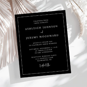 Papier Faire-part de mariage cadre noir minimaliste Budge