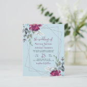 Papier Faire-part de mariage chic bleu bordeaux budget (Debout devant)
