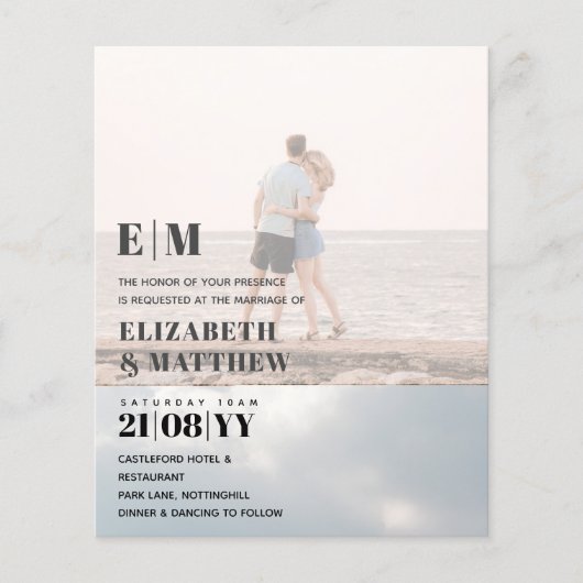 Papier Faire-part de mariage CLASSIQUE AVEC SUPERPOSITION (Devant)