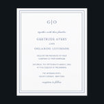 Papier Faire-part de mariage classique Dusty Blue Budget<br><div class="desc">Bleu poussiéreux de style classique tout en un faire-part de mariage budget avec un design simple et minimal avec votre monogramme en haut et vos détails de l'événement entouré d'une double bordure. Les fontes alternent entre un script élégant, une fonte serif traditionnelle et minimaliste sans serif. Le dos contient vos...</div>