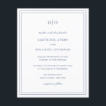Papier Faire-part de mariage classique Dusty Blue Budget<br><div class="desc">Bleu poussiéreux de style classique tout en un faire-part de mariage budget avec un design simple et minimal avec votre monogramme en haut et vos détails de l'événement entouré d'une double bordure. Les fontes alternent entre un script élégant, une fonte serif traditionnelle et minimaliste sans serif. Le dos contient vos...</div>