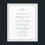 Papier Faire-part de mariage classique Emerald Green Budg<br><div class="desc">Style classique vert forêt / vert émeraude tout en un faire-part de mariage budget avec un design simple et minimal avec votre monogramme en haut et vos détails de l'événement entouré d'une double bordure. Les fontes alternent entre un script élégant, une fonte serif traditionnelle et minimaliste sans serif. Le dos...</div>