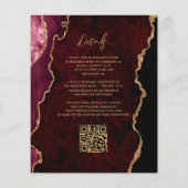 Papier Faire-part de mariage Code QR Agate Dorée Bourgogn (Dos)