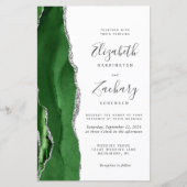 Papier Faire-part de mariage Code QR argent Vert Chasseur (Devant)