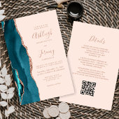 Papier Faire-part de Mariage Code QR Blush Rose Doré Budg