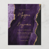 Papier Faire-part de mariage code QR écriture agate viole (Devant)