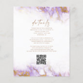 Papier Faire-part de mariage code QR lavande or marbre pa (Dos)