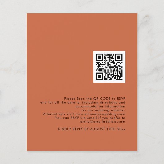 Papier Faire-part de mariage Code QR Terracotta Budget Si (Dos)