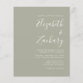 Papier Faire-part de mariage Code QR Vert Sauge Budget Sc (Devant)