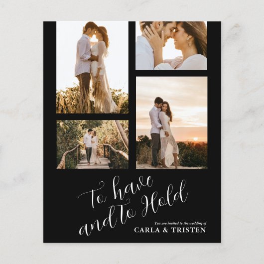 Papier Faire-part de mariage Collage photo noir budget (Devant)
