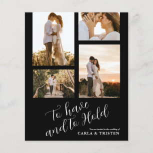 Papier Faire-part de mariage Collage photo noir budget