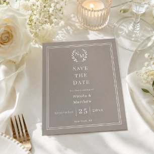 Papier Faire part de mariage couronne monogramme Ivoire T