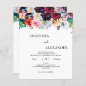 Papier Faire-part de mariage d'aquarelle budgétaire Invit (Devant / Derrière)