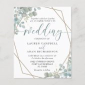 Papier Faire-part de mariage d'aquarelle Eucalyptus Budge (Devant)