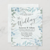 Papier Faire-part de mariage d'aquarelle Eucalyptus Budge (Devant / Derrière)