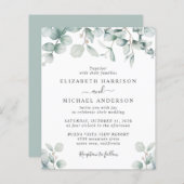 Papier Faire-part de mariage d'aquarelle Eucalyptus Budge (Devant / Derrière)