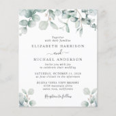 Papier Faire-part de mariage d'aquarelle Eucalyptus Budge (Devant)