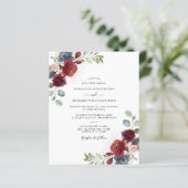 Papier Faire-part de mariage d'aquarelle florale de Bourg (Debout devant)