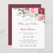 Papier Faire-part de mariage d'aquarelle florale rustique (Devant / Derrière)