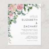 Papier Faire-part de mariage d'aquarelle rose budget (Devant)