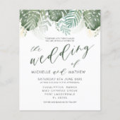 Papier Faire-part de mariage d'aquarelle tropicale budgét (Devant)