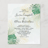 Papier Faire-part de mariage d'aquarelle tropicale budgét (Devant)