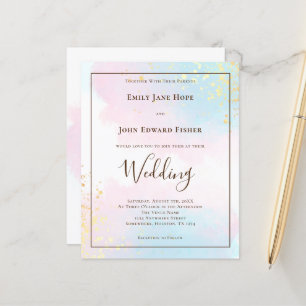 Papier Faire-part de mariage d'aquarelle Turquoise rose b