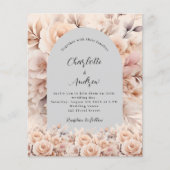 Papier Faire-part de mariage d'arc fleuri crème grise (Devant)