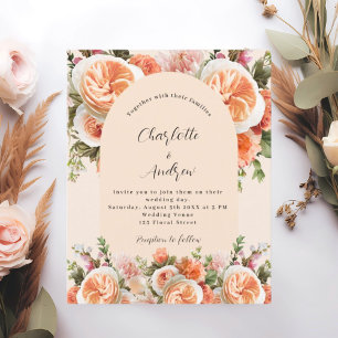 Papier Faire-part de mariage d'arc orangé rose pêche
