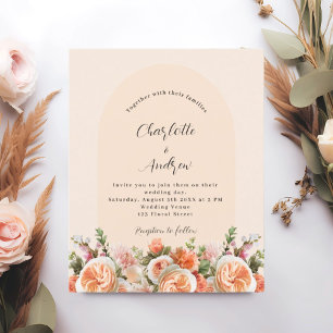 Papier Faire-part de mariage d'arc orangé rose pêche