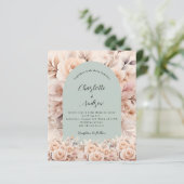 Papier faire-part de mariage d'arche verte rose or sauge (Debout devant)