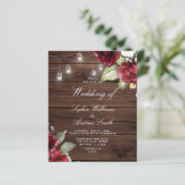 Papier Faire-part de mariage de bois rustique rose rouge (Debout devant)