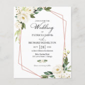 Papier Faire-part de mariage de budget floral blanc géomé (Devant)