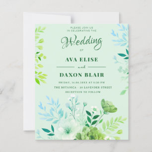 Papier Faire-part de mariage de budget floral vert