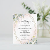 Papier Faire-part de mariage de budget géométrique rose (Debout devant)