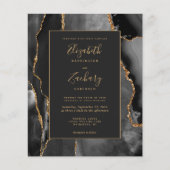 Papier Faire-part de mariage de cadre d'agate d'or noir b (Devant)
