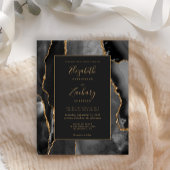 Papier Faire-part de mariage de cadre d'agate d'or noir b