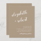 Papier Faire-part de mariage de calligraphie de script bu (Devant / Derrière)