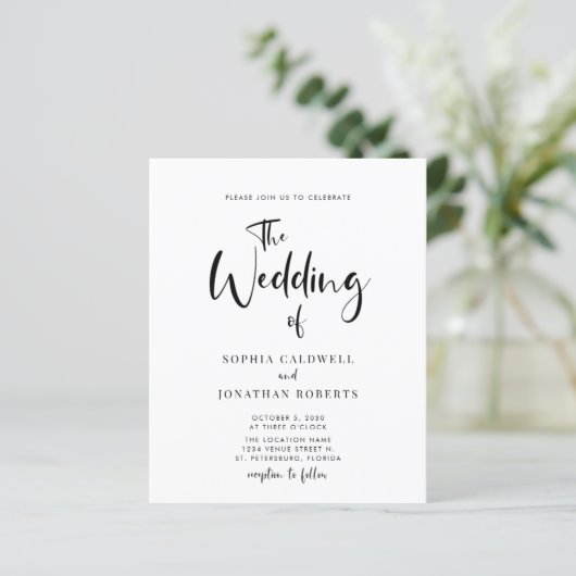 Papier Faire-part de mariage de calligraphie tout en un (Debout devant)