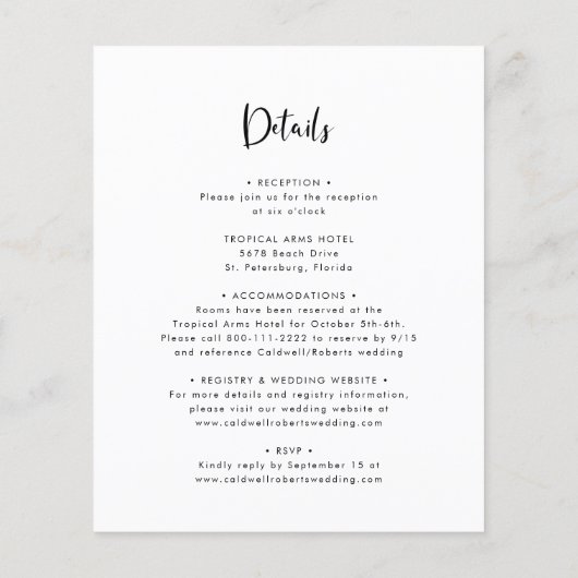 Papier Faire-part de mariage de calligraphie tout en un (Dos)