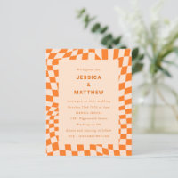 Faire-part de mariage de chèque Abstrait Orange Bu