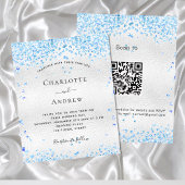 Papier Faire-part de mariage de code QR bleu budget