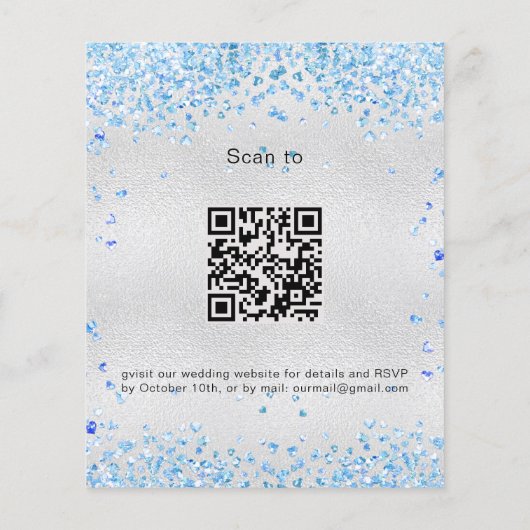 Papier Faire-part de mariage de code QR bleu budget (Dos)