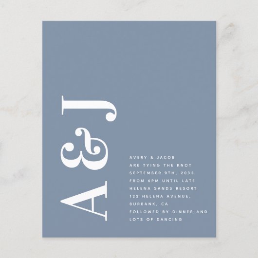 Papier Faire-part de mariage de code QR bleu monogramme b (Devant)