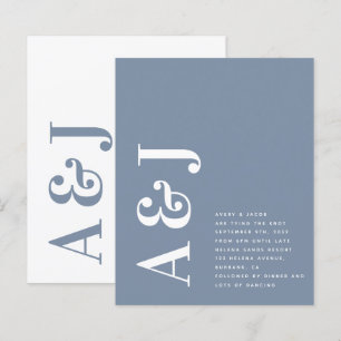 Papier Faire-part de mariage de code QR bleu monogramme b