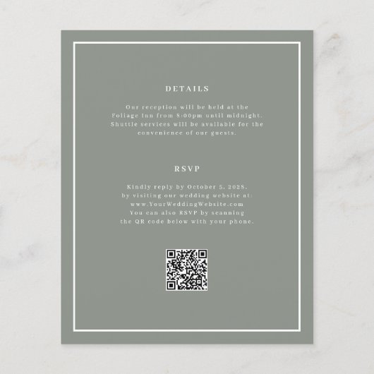 Papier Faire-part de mariage de code QR budget minimal et (Dos)