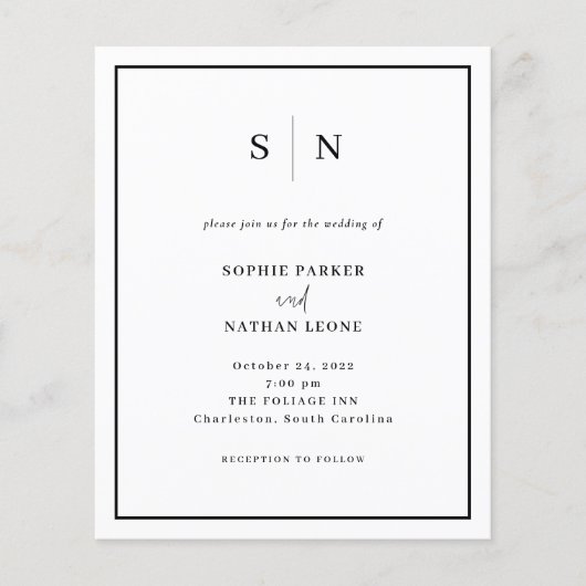 Papier Faire-part de mariage de code QR budget minimal et (Devant)